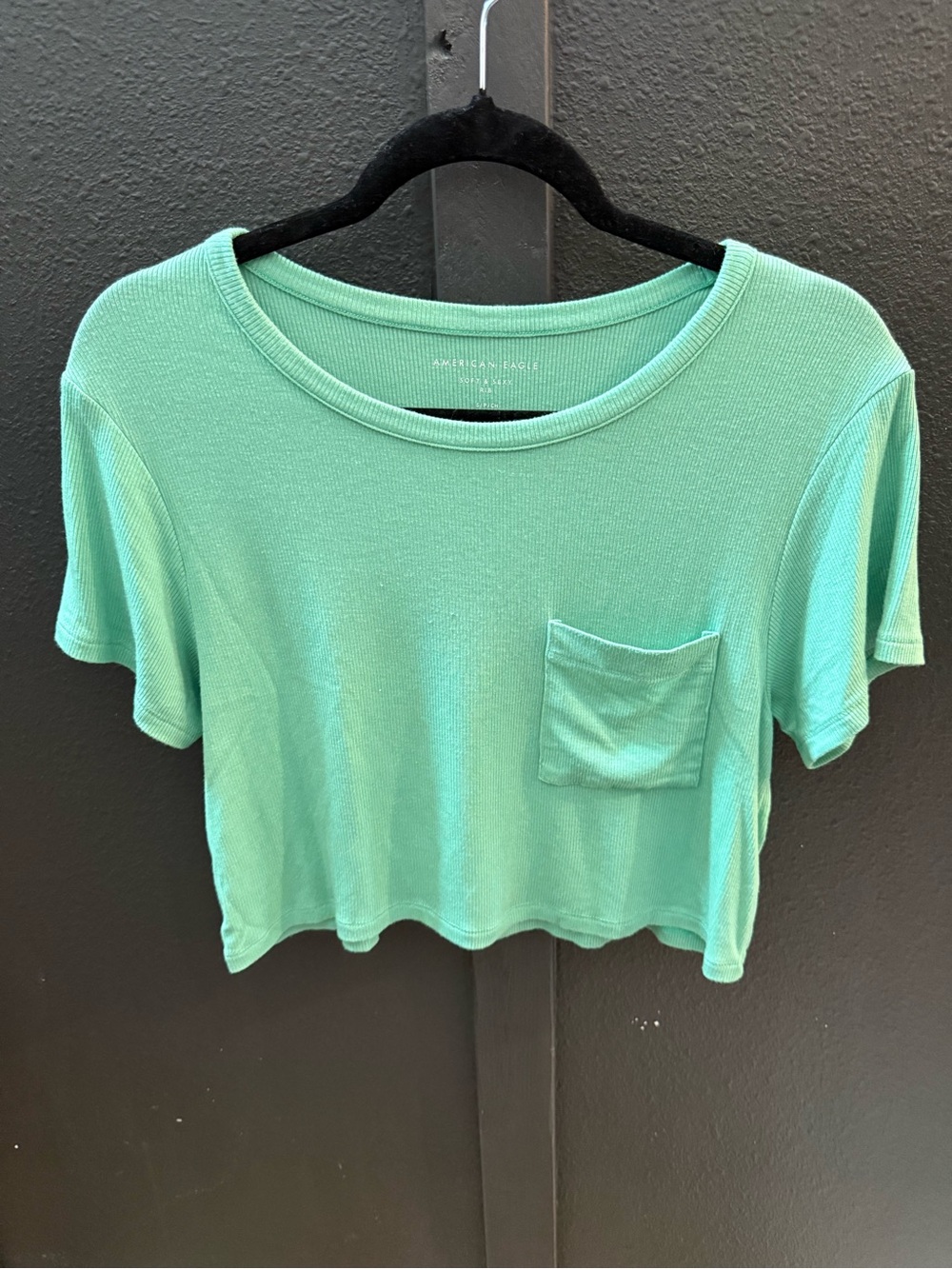 American Eagle Outfitters Mint Green Cropped Pocket Tee